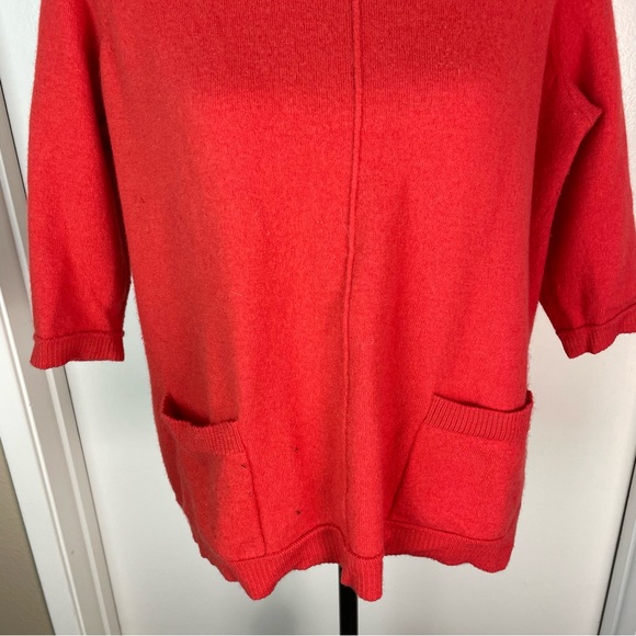 Blouse Woman Extra Fine Merino Wool Sweater Sweatshirt 3/4 Sleeve 1X Plus Red - Picture 4 of 11